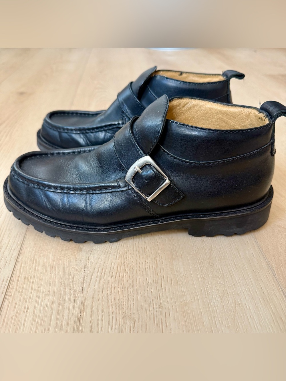 Vintage Kenneth Cole Men’s Black Leather Ankle Buckle Boots Size 8